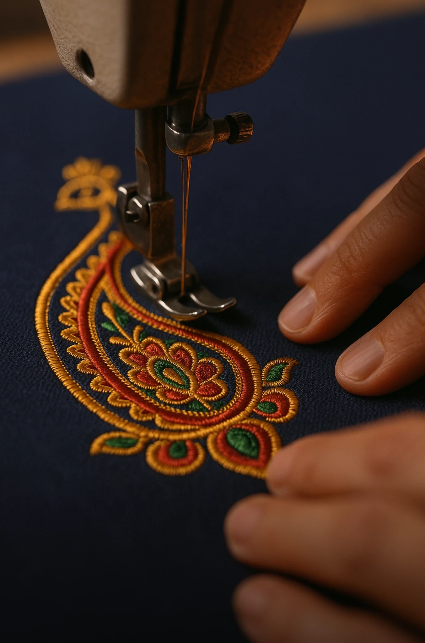Machine embroidery detail